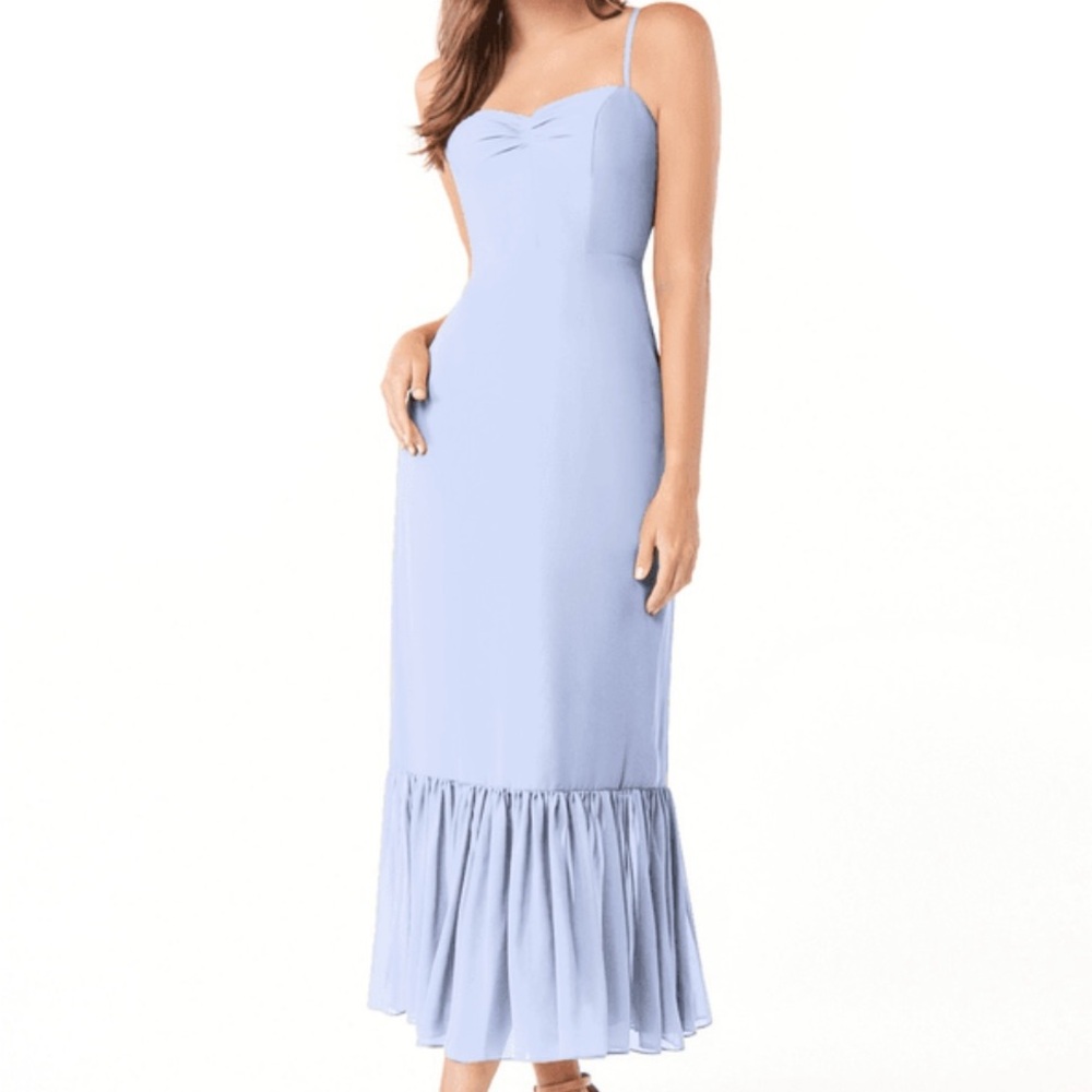 Azazie: Elegant Light Blue Maxi Dress with matching shawl